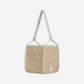 Rattan Shoulder Tote White