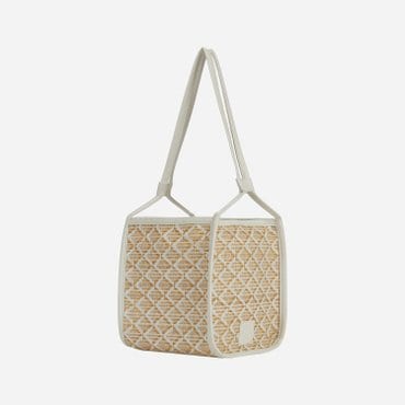 KWANI Rattan Shoulder Tote White