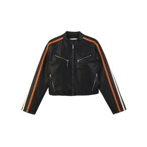 line leather jacket (black)