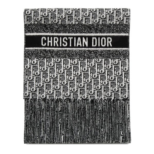 [부산점] 디올 25FW 블랙 화이트 오블리크 나뜨 캐시미어 머플러 55DOB201I014 911