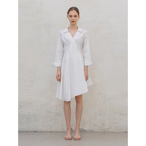 DRAPING SHIRT DRESS WHITE