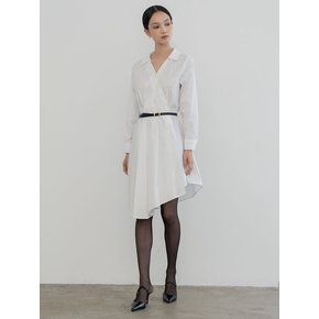 DRAPING SHIRT DRESS WHITE