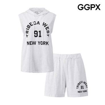 GGPX 91 뉴욕 후드 민소매 티 앤 팬츠 셋업 (GP7ST007F)