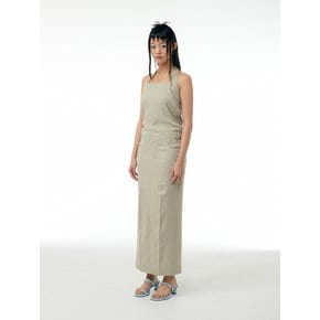 Hotfix embellished halterneck maxi dress (Beige)