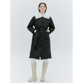 SHEARLING COLLAR GOOSE DOWN LONG COAT [IVORY][BLACK]