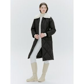 SHEARLING COLLAR GOOSE DOWN LONG COAT [IVORY][BLACK]