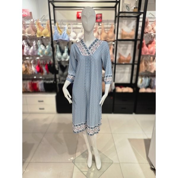 [시흥점] S 비너스 ) 보더 꽃 나염 홈웨어 원피스 [VEV3922L-GR]