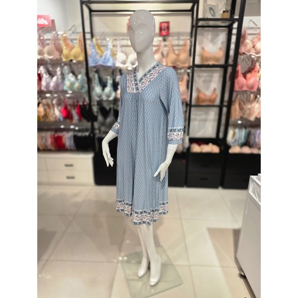 [시흥점] S 비너스 ) 보더 꽃 나염 홈웨어 원피스 [VEV3922L-GR]