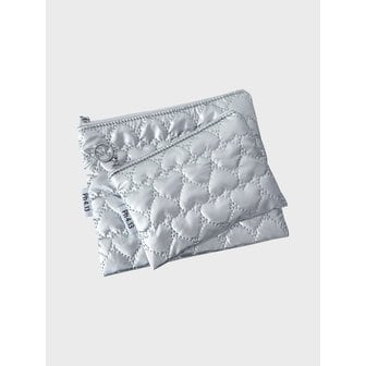 피에이치사점일삼 Heart Quilted Pouch (하트 퀼팅 파우치) silver