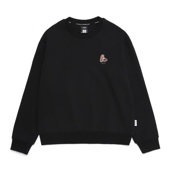 [여주점] N251WSW040 여성 동물와펜 세미오버핏 크롭 맨투맨 CARBON BLACK