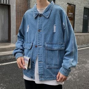 rAumte 남성 데일리 데님 청자켓