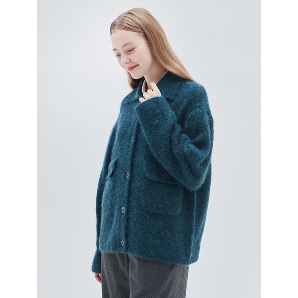 M23WJA031 Alpacas Over size shirts jacket(Emerald Green)