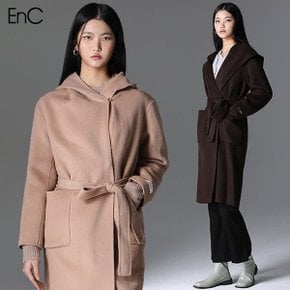 [EnC] 후드 핸드메이드 롱 울코트