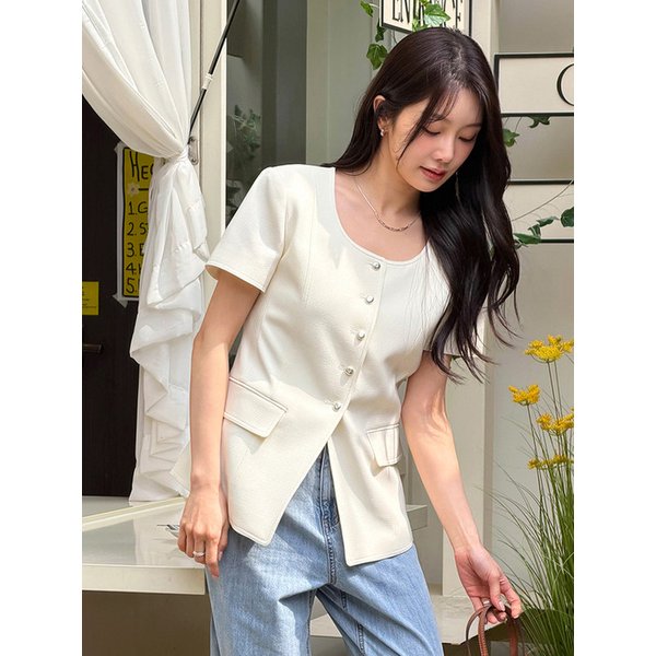 하나 노카라 트위드 자켓 / HANA NO COLLAR TWEED JACKET_2colors