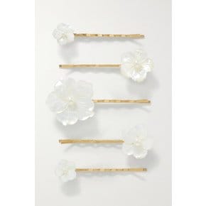 Zinnia Set Of Five Gold-tone Mother-of-pearl Hair Slides 화이트