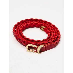 Slim Point Woven Leather Belt_Red