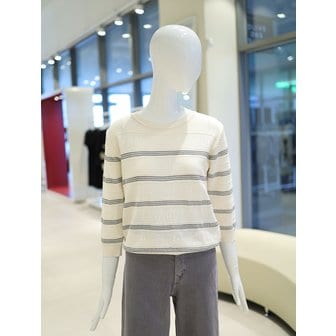 올리브데올리브 [여주점] 여성 스트라이프 7부소매 라운드 니트 YK5AP653