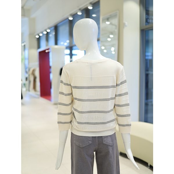 [여주점] 여성 스트라이프 7부소매 라운드 니트 YK5AP653