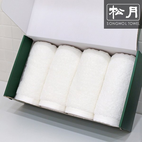 송월타올 1퍼센테이지 리넨 190g 30수 코마사 타올 4P 선물세트