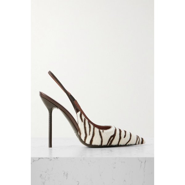 지브라 프린트 소가죽 트림 슬링백 펌프스 46376663162896816