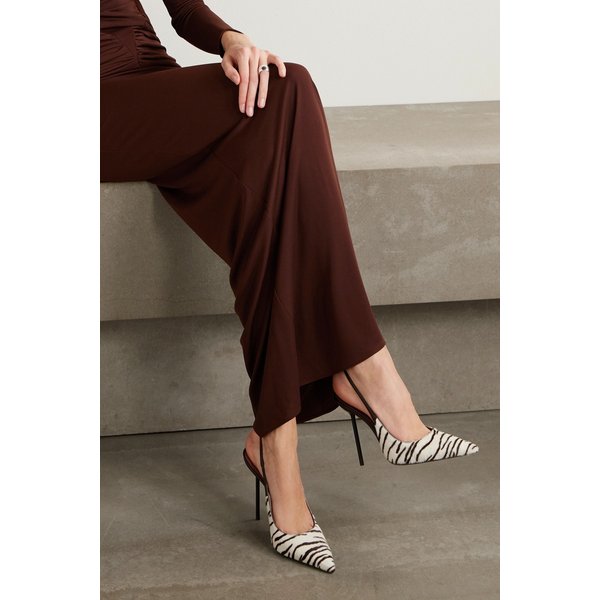 지브라 프린트 소가죽 트림 슬링백 펌프스 46376663162896816