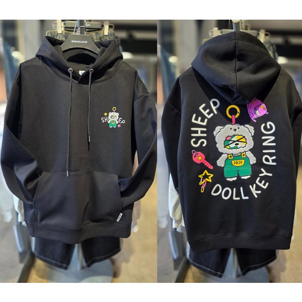 [시흥점] 남여공용 부클 양털키링 세미오버핏 후드(블랙) /JGZZ30916BK