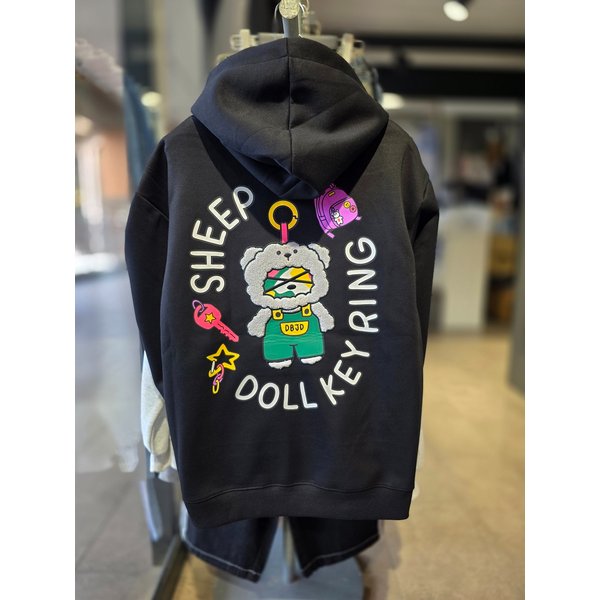 [시흥점] 남여공용 부클 양털키링 세미오버핏 후드(블랙) /JGZZ30916BK