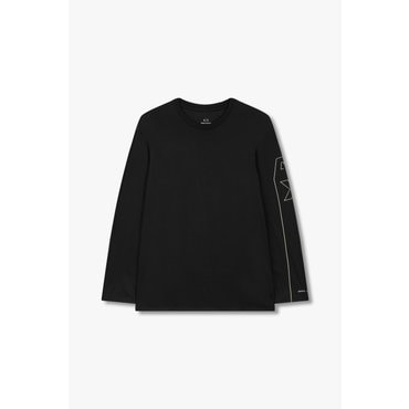 ARMANI EXCHANGE AX남성 로고 슬리브 크루넥 티셔츠A414330006블랙