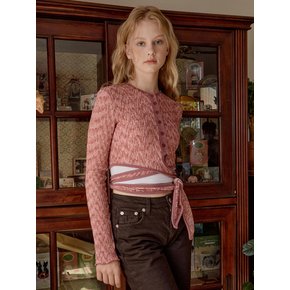 Waist Strap Wrinkle Cardigan (Pink)