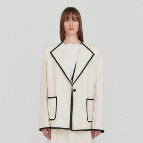 EENK ZOVII Wide Collar Single-Button Jacket - Ivory