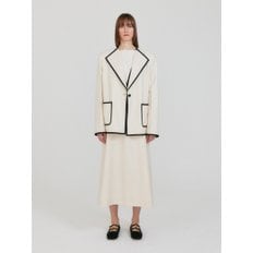 ZOVII Wide Collar Single-Button Jacket - Ivory