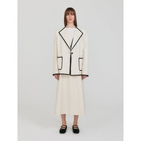 ZOVII Wide Collar Single-Button Jacket - Ivory