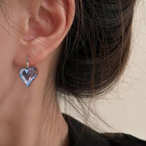 명품 데일리 큐빅 볼드 크리스탈 러블리 스윗 하트 원터치 귀걸이