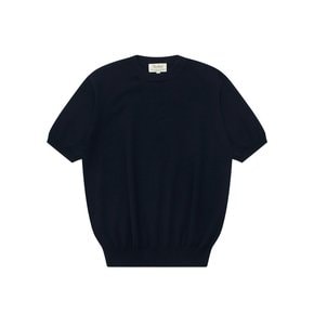 Essential Short Sleeve Round Knit (Navy)