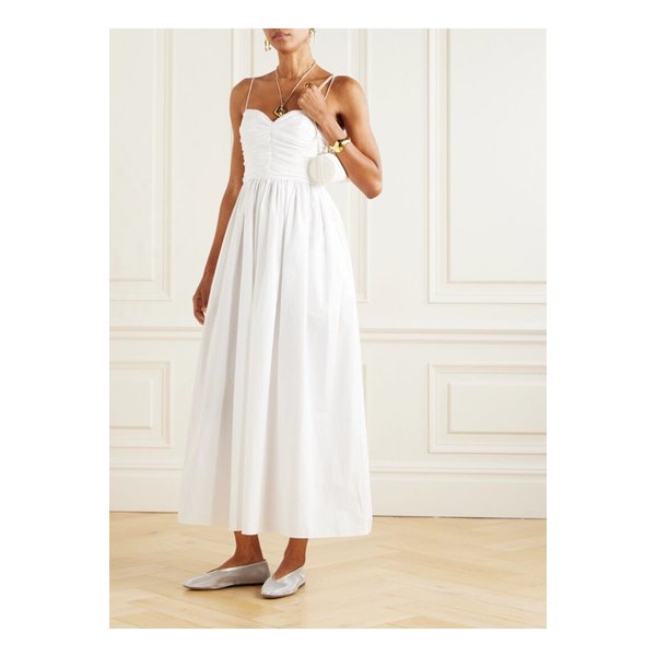 마티유 개더 오가닉 코튼 포플린 미디 드레스 화이트 46376663162844237