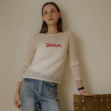 노운베러 See-through better embroidered knit_Ivory