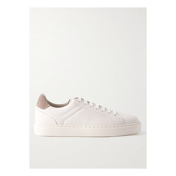 스웨이드 트리밍 풀 그레인 가죽 스니커즈 화이트 1647597311160777