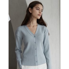 wide rib knit cardigan (blue)