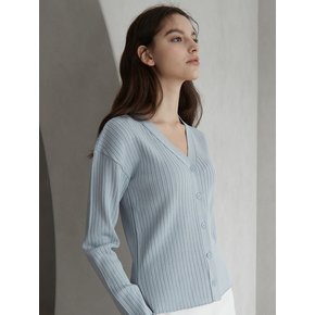 wide rib knit cardigan (blue)