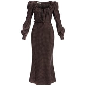 Long sleeve dress FABX3840 F4374 BROWN-WHITE