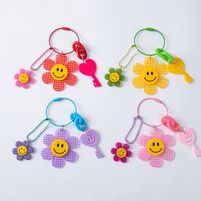 자이언트 체크 플라워 스마일 키링 가방 백팩 열쇠고리 우정 커플 친구 선물 키홀더