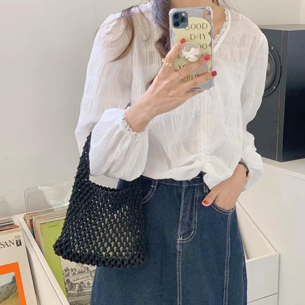 [옷자락] 여성 러블리 바캉스 네트 토트백 미니