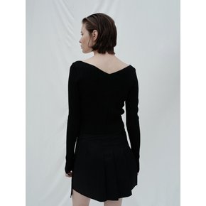 UNBALANCE PLEATED MINI SKIRT (BLACK)