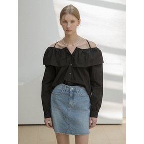 Frill Off Shoulder Blouse Black