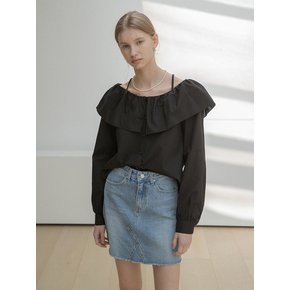 Frill Off Shoulder Blouse Black