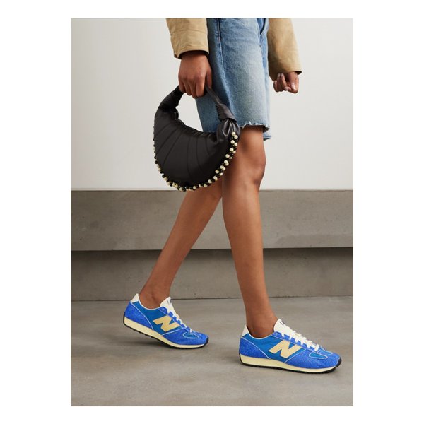 471 가죽 트리밍 브러시드 스웨이드 셸 스니커즈 블루 46376663162870057