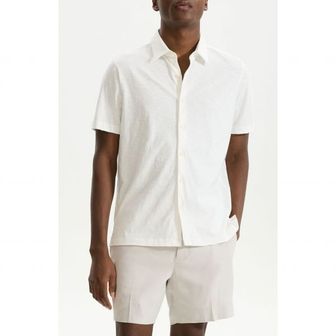 띠어리 4649669 Theory Noran Short Sleeve Knit Button-Up Shirt