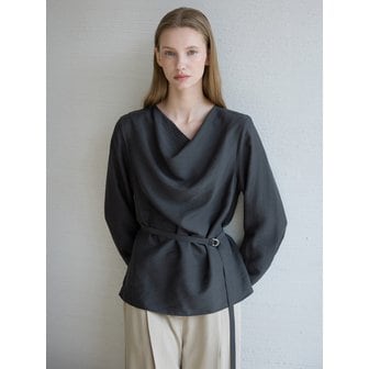 누토프 Cowl Neck Blouse_Dark Gray