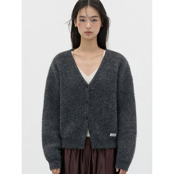 HEAVY WOOL KNIT CARDIGAN CHARCOAL
