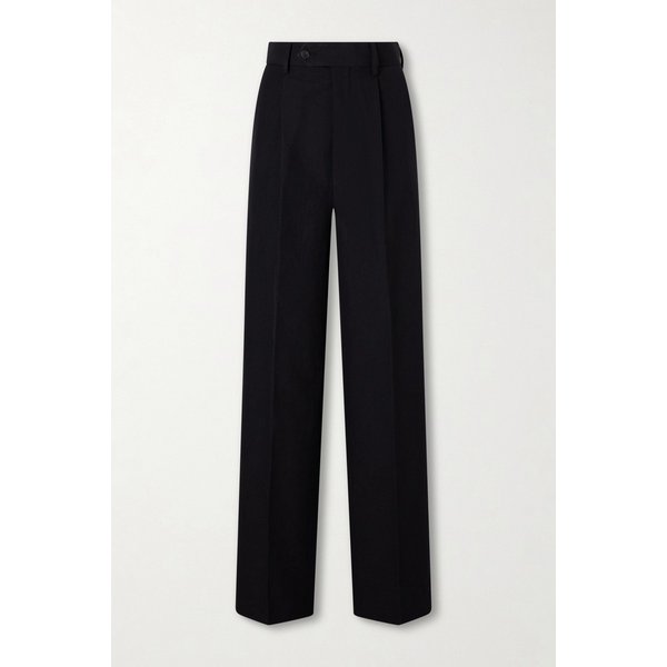 플리츠 울 코튼 리넨 블렌드 옥스포드 와이드 팬츠 46376663162987355